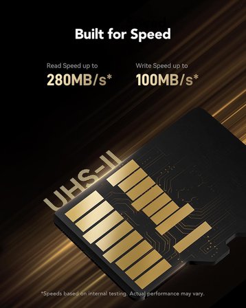 GOLD 128GB Mikro SD Kart, microSDXC UHS-II Bellek Kartı, V60, U3, A1, C10 microSD Kart, 280MB/s'ye kadar Okuma, Drone/Aksiyon Kamerası/UHS-II Taşınabilir Oyun Cihazı için (LMSGOLD128G-BNNNG)