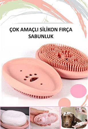 Sabunluk Çok Amaçlı Silikon Fırçalı Mutfak Banyo Sabunluğu Pratik Kırılmaz 