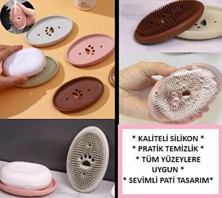 Sabunluk Çok Amaçlı Silikon Fırçalı Mutfak Banyo Sabunluğu Pratik Kırılmaz 