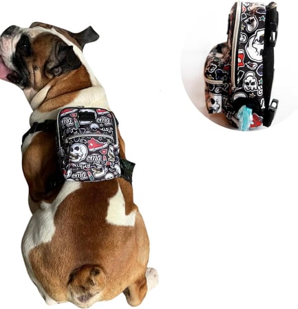 Design, Köpek Sırt Çantası – Su Geçirmez, Göğüs Tasması Fonksiyonlu, Ayarlanabilir, Skull Çantalı Göğüs Tasması Large