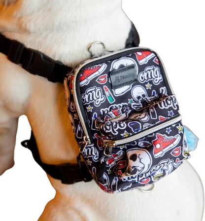 Design, Köpek Sırt Çantası – Su Geçirmez, Göğüs Tasması Fonksiyonlu, Ayarlanabilir, Skull Çantalı Göğüs Tasması Large