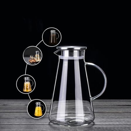 Cam Sürahi Borosilikat Metal Kapaklı 1.8 litre