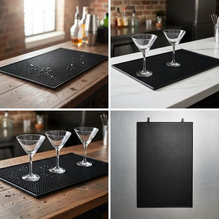 Lüx Bar Matı 43x28 cm Kaymaz Siyah Kauçuk Bar ve Bulaşık Matı - Dayanıklı Dökülme ve Servis Matı (450 gr) Bardak Kurulama Matı