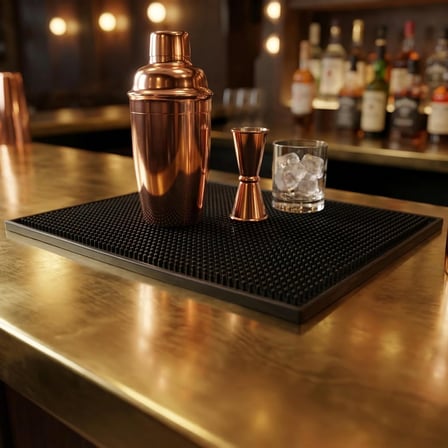 Lüx Bar Matı 43x28 cm Kaymaz Siyah Kauçuk Bar ve Bulaşık Matı - Dayanıklı Dökülme ve Servis Matı (450 gr) Bardak Kurulama Matı