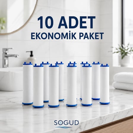 SOGUD Duş Filtresi Yedek Kartuş - 10'lu Paket - Filtreli Duş Başlığı ve Arıtmalı El Duşu ile Uyumlu - Kireç, Tortu ve Kalıntıları Azaltmaya Yardımcı Kolay Değiştirilebilir Banyo Filtre Seti