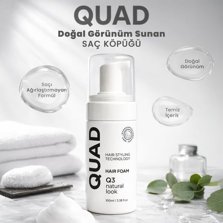Hair Styling Technology Q3 Saç Köpüğü, Doğal Görünüm, Bukle Belirginleştirici Unisex Foam Styler, 100ml