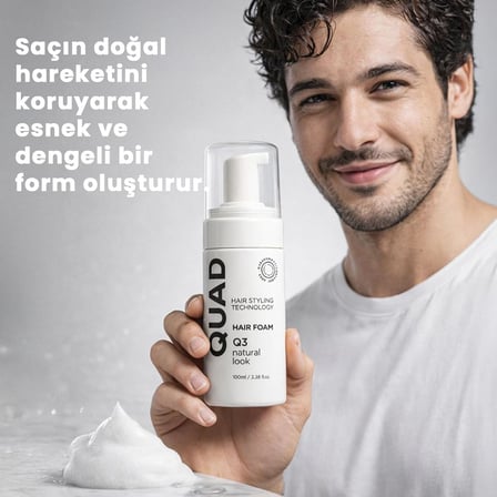 Hair Styling Technology Q3 Saç Köpüğü, Doğal Görünüm, Bukle Belirginleştirici Unisex Foam Styler, 100ml