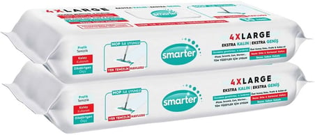 Smarter 2 Adet Yer Temizlik Havlusu Bezi 4XL Mopa Uyumlu Yüzey Beyaz Sabun Kokulu Sirke ve Karbonat Katkılı 60 Yaprak
