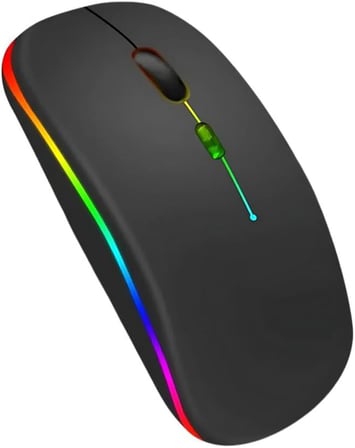 Polham Şarjlı RGB Işıklı Çift Modlu Kablosuz Mouse, Laptop, Tablet, Telefon, TV Uyumlu Mouse Süper Sessiz