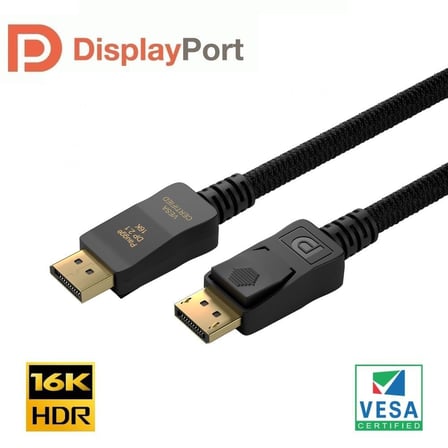 VESA Sertifikalı Displayport 2.1 Kablo – 16K 60HZ, 8K 120Hz, 8K 60Hz, 4K 240Hz (2 Metre)