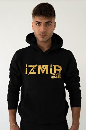 İZMİR MAFIA Kapşonlu Siyah Unisex Sweatshirt Hoodie Polar - MEDİUM