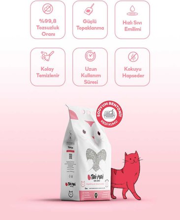 2’li Avantaj Paketi Tozsuz, Topaklanan, Emiciliği Yüksek Bebek Pudralı Bentonit Kedi Kumu 2x5lt