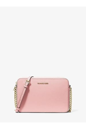 Kadın Jet Set Saffiano Pudra Pembe Deri Çapraz Omuz Çantası MK-35T8GTTC9L