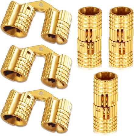 6 Adet Mini Barrel Menteşe 8 mm Pirinç Fıçı Menteşesi Görünmez Bakır Menteşe Dolap Mobilya Menteşesi Kendin Yap Hediye Kutuları Takı Kutusu için 180 Derece Açılma Açısı (Altın)