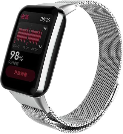 Xiaomi Mi Band 7 Pro ile Uyumlu Mıknatıslı Metal Örgü Milanese Kayış, Paslanmaz Çelik, Gümüş, krd-01-mi-band-7-pro-gms