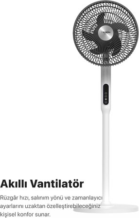 Akıllı Vantilatör Wi-Fi Bluetooth Mobil Uygulama ile Uzaktan Kontrol Edilebilen Max. 60 db Ultra Sessiz 7 Saat Zamanlayıcı Ayaklı Fan X7430