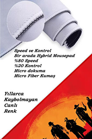 Red Dead Redemption Oyun Gaming Klavye Mouse Pad Kaymaz Taban Kenarları Dikişli Su Geçirmez Masa Matı 70x30 cm