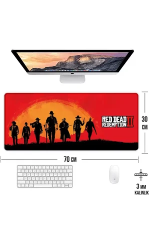 Red Dead Redemption Oyun Gaming Klavye Mouse Pad Kaymaz Taban Kenarları Dikişli Su Geçirmez Masa Matı 70x30 cm