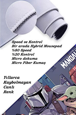 The Mandalorian Oyun Gaming Klavye Mouse Pad Kaymaz Taban Kenarları Dikişli Su Geçirmez Masa Matı 70x30 cm