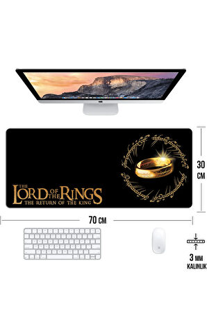 LOTR Yüzüklerin Efendisi Oyun Gaming Klavye Mouse Pad Kaymaz Taban Kenarları Dikişli Su Geçirmez Masa Matı 70x30 cm
