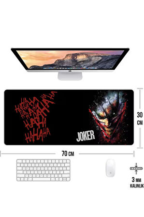 Joker Oyun Gaming Klavye Mouse Pad Kaymaz Taban Kenarları Dikişli Su Geçirmez Masa Matı 70x30 cm