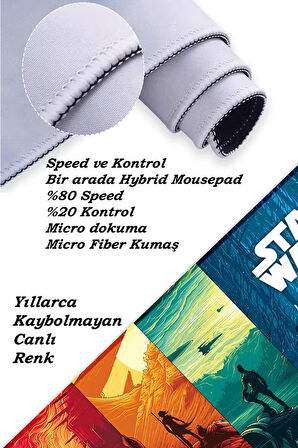 Star Wars Oyun Gaming Klavye Mouse Pad Kaymaz Taban Kenarları Dikişli Su Geçirmez Masa Matı 70x30 cm