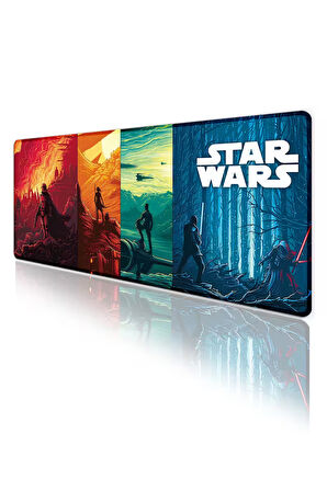 Star Wars Oyun Gaming Klavye Mouse Pad Kaymaz Taban Kenarları Dikişli Su Geçirmez Masa Matı 70x30 cm