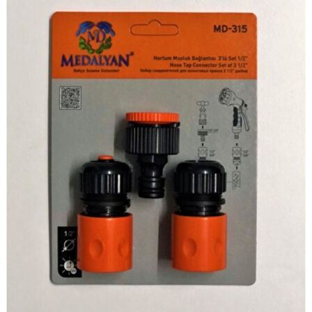 MEDALYAN HORTUM MUSLUK BAĞLANTISI 3LÜ 1/2"  MD-315