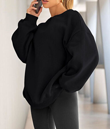 Kadın Basic Oversize Sweatshirt 