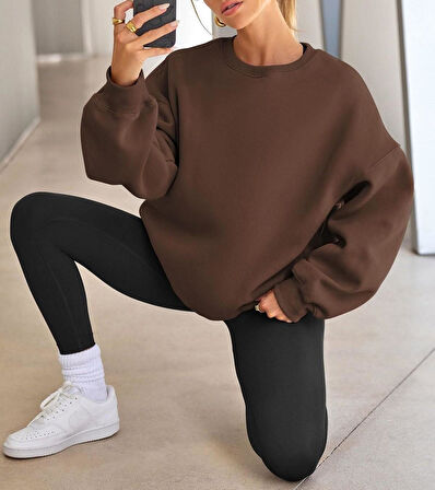 Kadın Basic Oversize Sweatshirt 