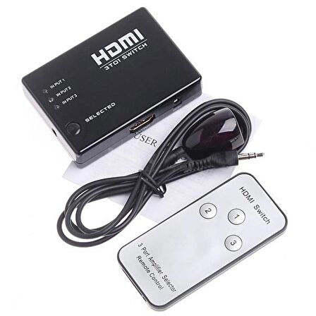  3 Port Hdmi Switch Çoklayıcı Çoğaltıcı Kumandalı