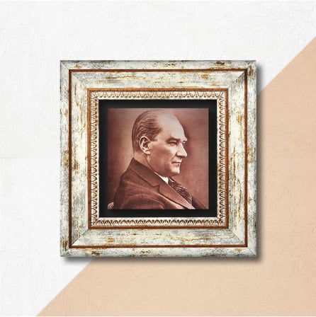 Atatürk Taş Duvar Tablosu - Çerçeveli Taş Tablo - Dekoratif Duvar Sanatı - Modern Ev ve Ofis Duvar Dekoru T1-131