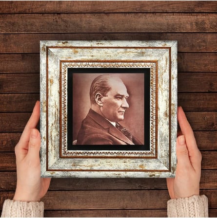 Atatürk Taş Duvar Tablosu - Çerçeveli Taş Tablo - Dekoratif Duvar Sanatı - Modern Ev ve Ofis Duvar Dekoru T1-131