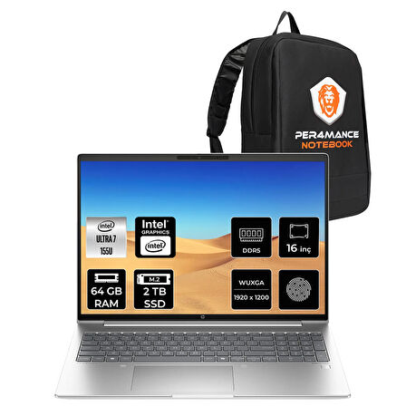 HP ProBook 460 G11 Ultra 7 155U 64GB DDR5 2TB SSD 16" WUXGA FDOS Dizüstü Bilgisayar & ÇANTA