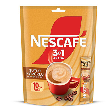 Nescafe 3 ü 1 Arada Sütlü Köpüklü 10&apos;lu Paket 174 Gr Paket (3 Adet)