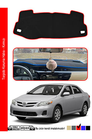 Toyota Corolla Torpido Koruma Halısı 2012-2019 Modele Özel Üretim - Kırmızı Kenar