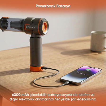 VT-120 5-in-1 Kablosuz Araç Süpürgesi: 20.000 Pa Güç &amp; Değiştirilebilir 2 Bataryalı (Powerbank ve LED Işık Özellikli)