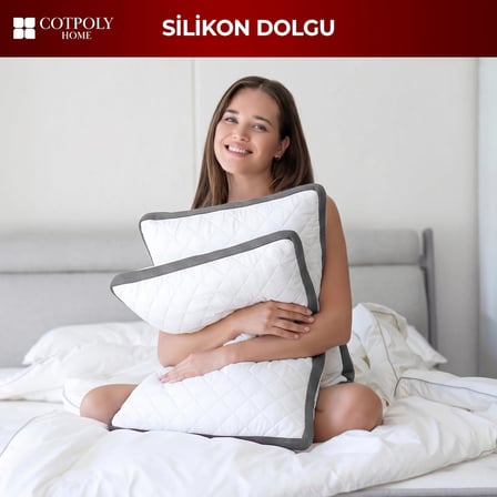 Klimalı Yastık 50x70 cm - Hava Sirkülasyonlu Kapitone Mikrofiber Dış Kılıf 850 gr Silikon Dolgulu Ortopedik Uyku Yastığı (2'li Gri)