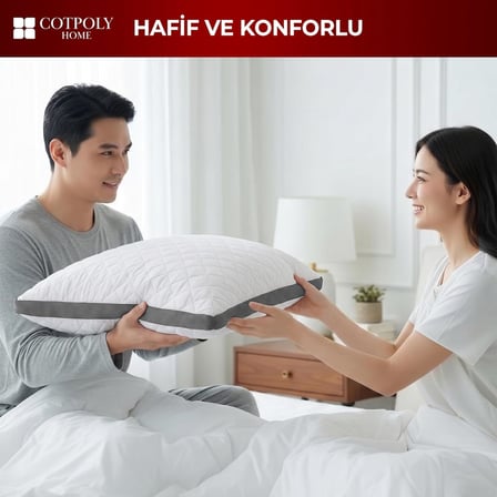 Klimalı Yastık 50x70 cm - Hava Sirkülasyonlu Kapitone Mikrofiber Dış Kılıf 850 gr Silikon Dolgulu Ortopedik Uyku Yastığı (2'li Gri)