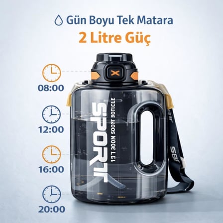 2Lt Su Matarası Su Şişesi Pipetli Sızdırmaz Bpa Içermez Emniyet Kilitli Suluk Sporcu Motivasyon Su Matarası