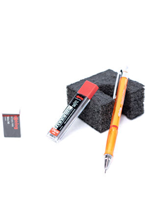 Oppland Kırtasiye Rotring Visuclik 2B Uçlu Kalem Orijinal Silgi Hediyeli 0.7 mm Dayanıklı Set