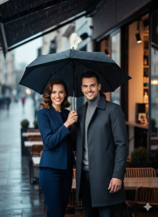 Oppland Tam Otomatik Şemsiye Güçlü Ekstra Dayanıklı Fiber Telli Kir ve Su Tutmayan Kumaş Kılıflı