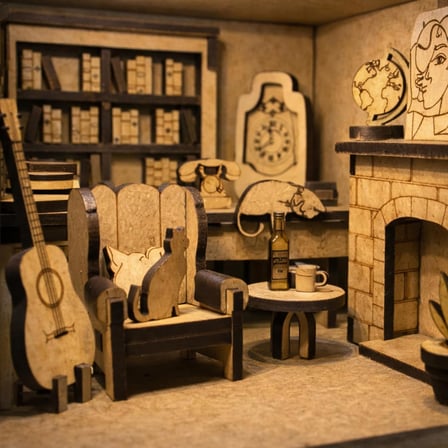Nook Street Book Nook, Işıklı 3D Ahşap Diorama Maket, Orta Seviye, 211 Parça, 20x11x18 cm