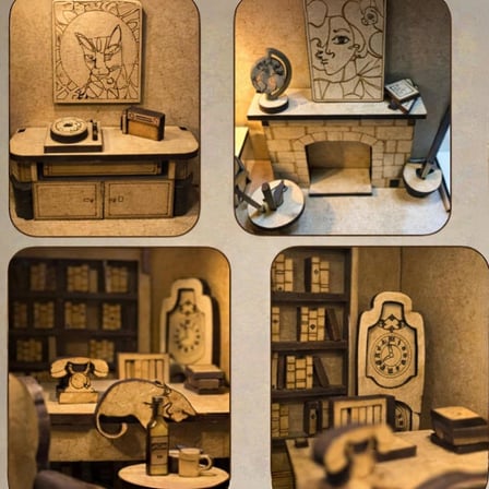 Nook Street Book Nook, Işıklı 3D Ahşap Diorama Maket, Orta Seviye, 211 Parça, 20x11x18 cm
