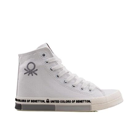 Benetton Gri Beyaz Uzun Kadın Keten Spor Ayakkabı BN 70021