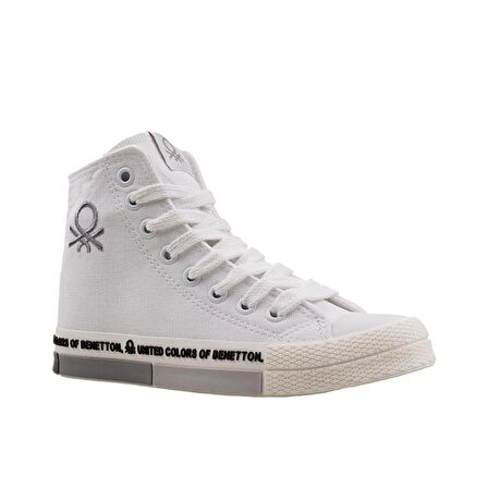 Benetton Gri Beyaz Uzun Kadın Keten Spor Ayakkabı BN 70021