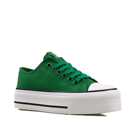 Benetton Yeşil Kalın Taban Kadın Keten Spor Ayakkabı BN 30935