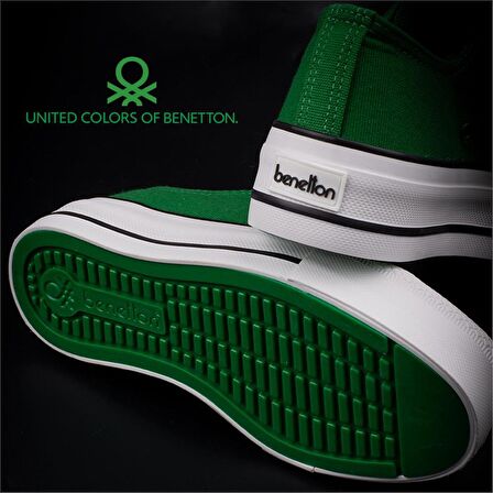 Benetton Yeşil Kalın Taban Kadın Keten Spor Ayakkabı BN 30935