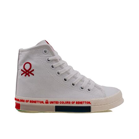 Benetton Kırmızı Beyaz Uzun Kadın Keten Spor Ayakkabı BN 70021