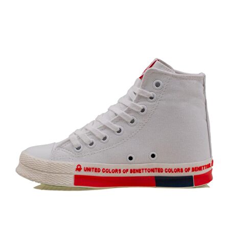 Benetton Kırmızı Beyaz Uzun Kadın Keten Spor Ayakkabı BN 70021